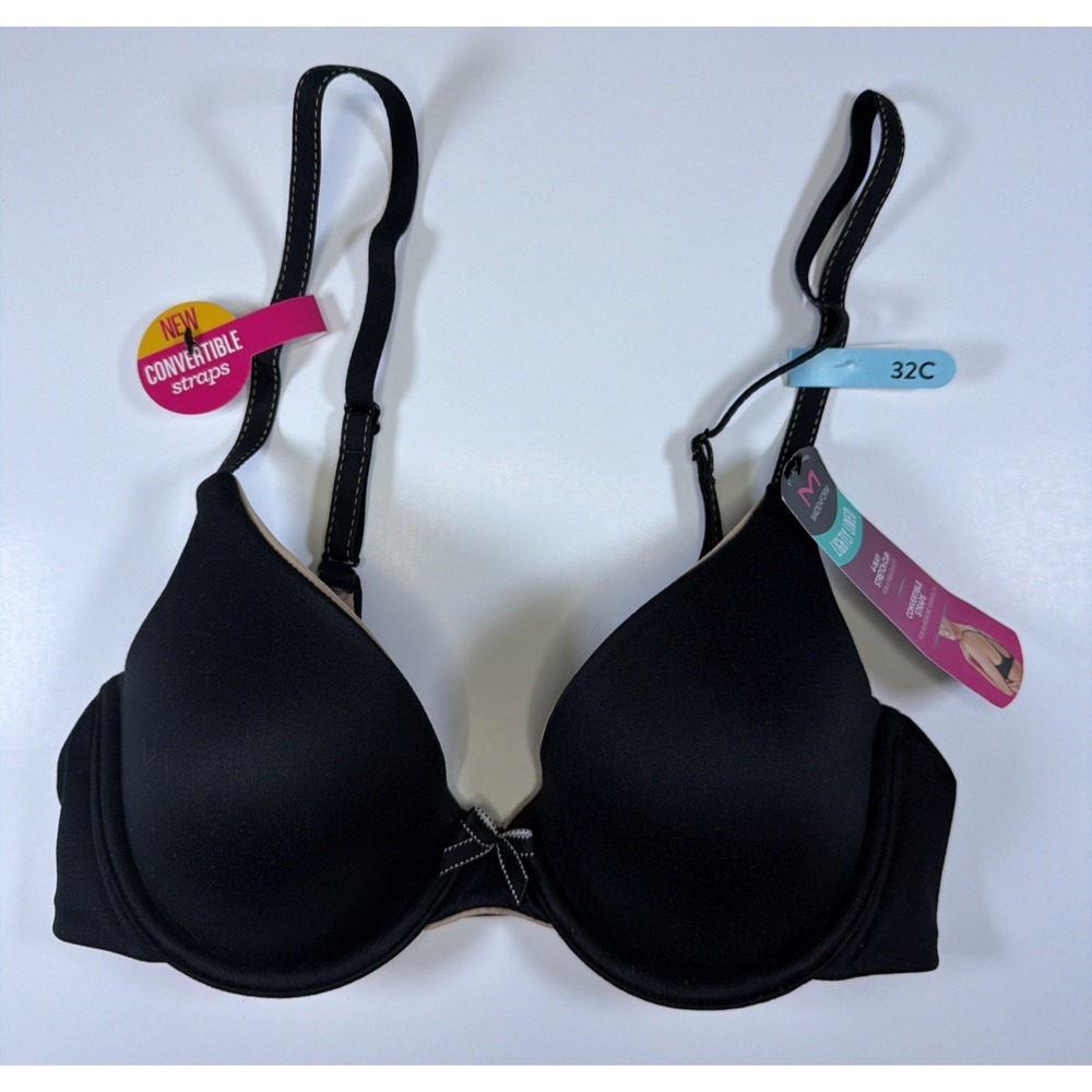Maidenform Comfort Devotion Demi T-Shirt Bra Black 07959 32C NWT Convertible